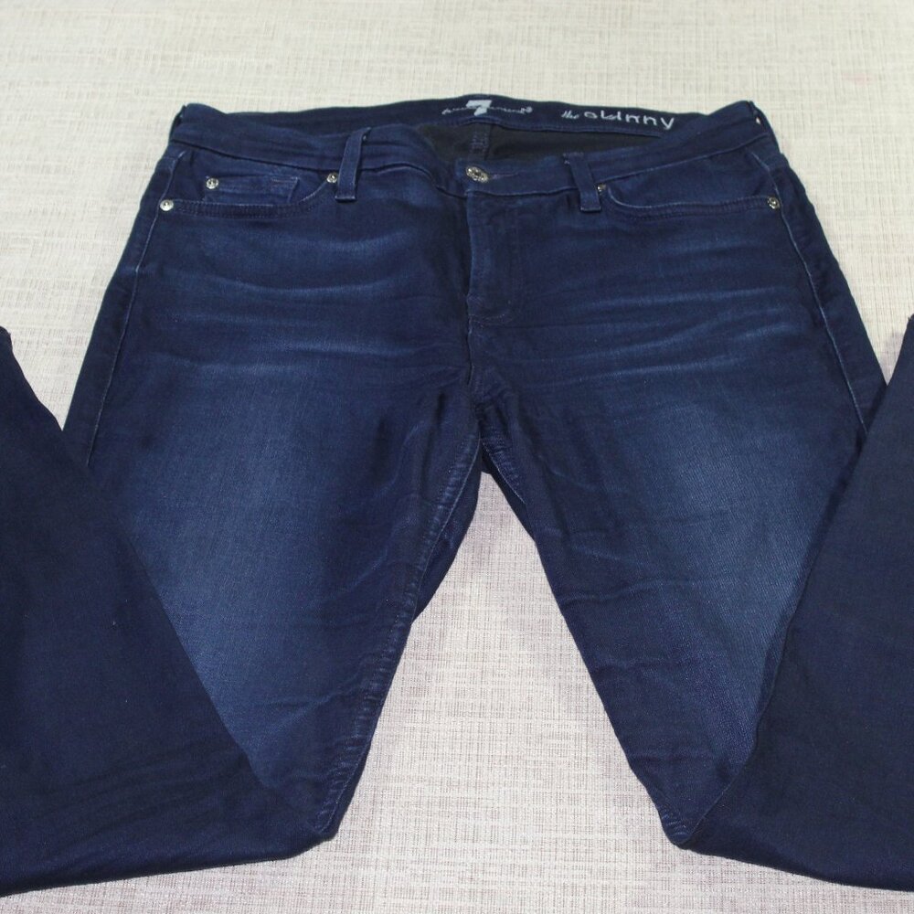 7 FAMK the Skinny Size 29 Mid Rise Blue Modal/ Cotton Blend Pants